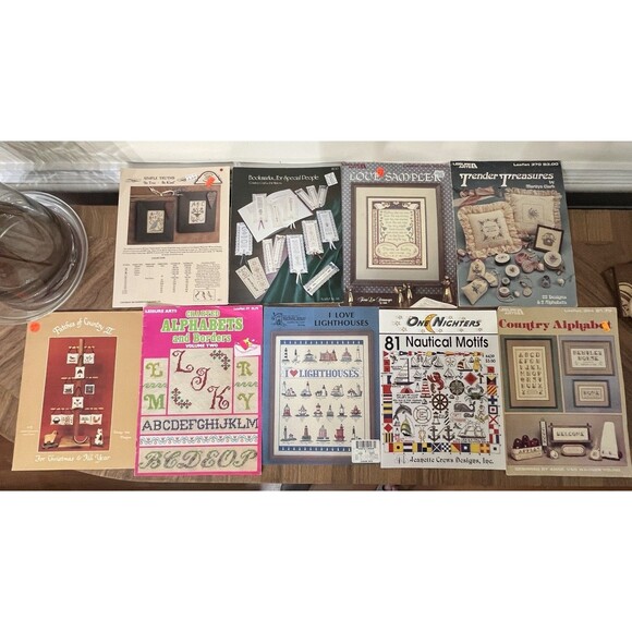 17~ Country Primitive Cross-Stitch Leaflets & Foldouts 1975~2003 ABC’s Nautical - Picture 1 of 10